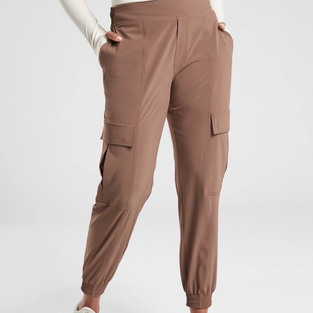 Athleta Cargo Track Joggers in Mauve Brown